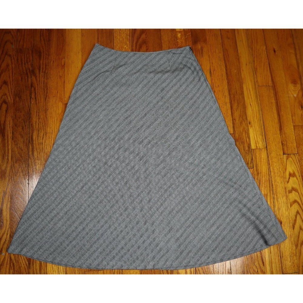 WOMEN'S GRAY STRIPED LONG A-LINE SKIRT - EDDIE BAUER - SIZE 2
